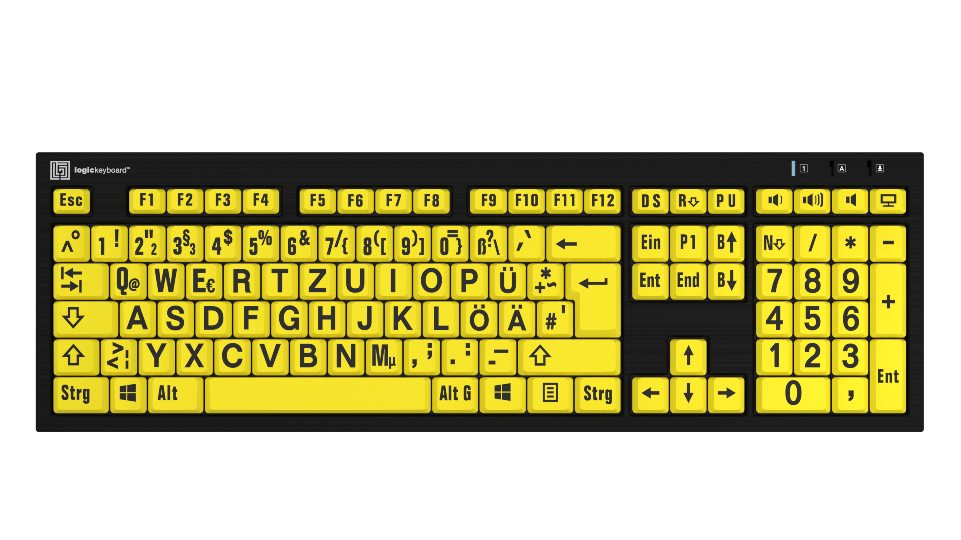 Tastatur gelb mit schwarzer Schrift