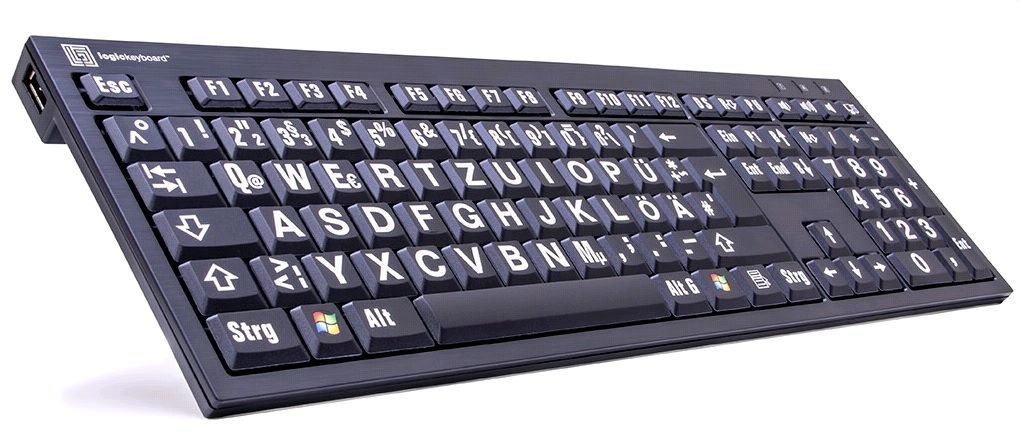 Produktfoto Großschrifttastatur schwarz mit weißer Schrift