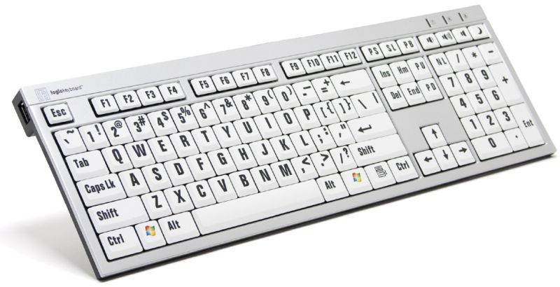 Produktfoto Großschrifttastatur weiß mit schwarzer Schrift