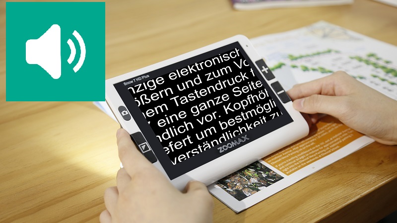 Produktfoto Snow 7 liest eine Zeitung vor