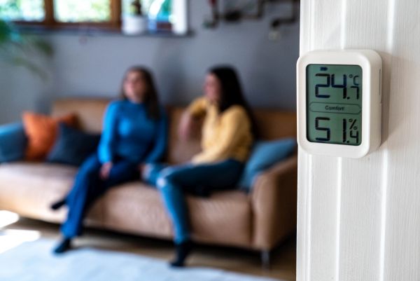 Ikonn-Indoorthermometer mit 2 Frauen im Hintergrund