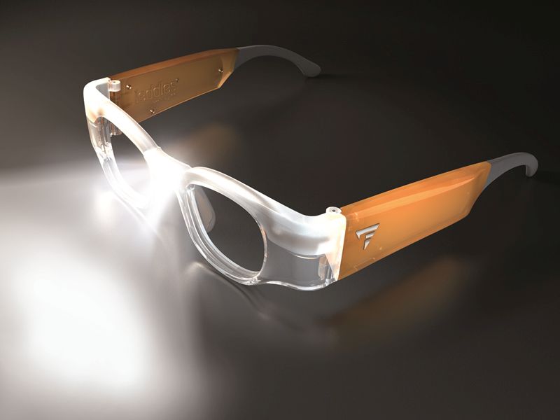 Lupenbrille Leddles mit aufgedrehtem LED-Licht